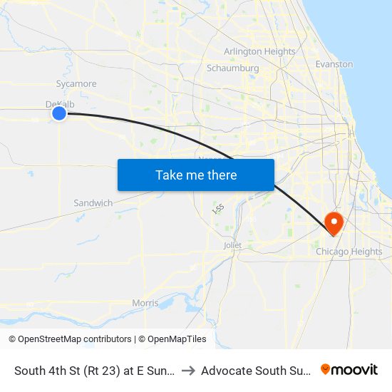 South 4th St (Rt 23) at E Sunset Pl - Nb Stop #720 to Advocate South Suburban Hospital map
