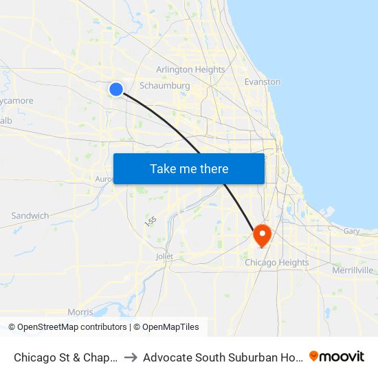 Chicago St & Chapel St to Advocate South Suburban Hospital map