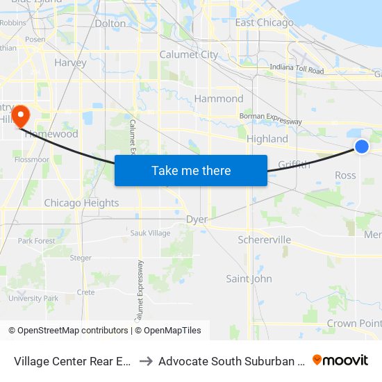 Village Center Rear Entrance to Advocate South Suburban Hospital map
