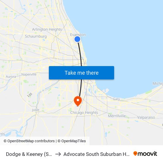 Dodge & Keeney (South) to Advocate South Suburban Hospital map