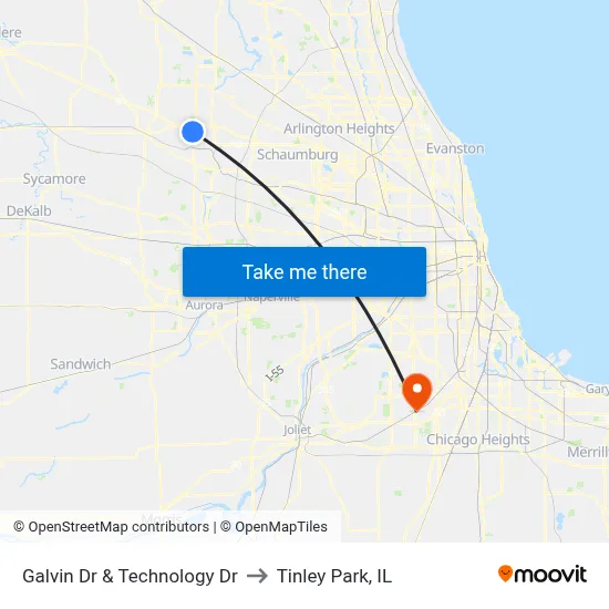 Galvin Dr & Technology Dr to Tinley Park, IL map