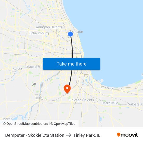 Dempster - Skokie Cta Station to Tinley Park, IL map