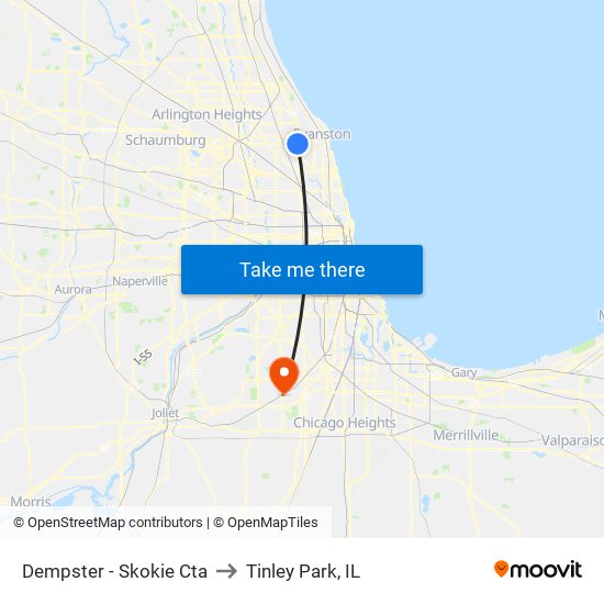 Dempster - Skokie Cta to Tinley Park, IL map