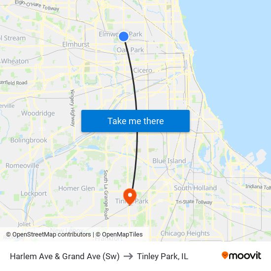 Harlem Ave & Grand Ave (Sw) to Tinley Park, IL map