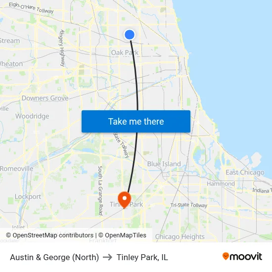 Austin & George (North) to Tinley Park, IL map