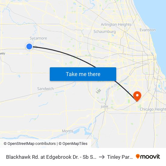 Blackhawk Rd. at Edgebrook Dr. - Sb Stop #502 to Tinley Park, IL map