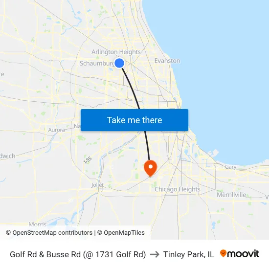 Golf Rd & Busse Rd (@ 1731 Golf Rd) to Tinley Park, IL map