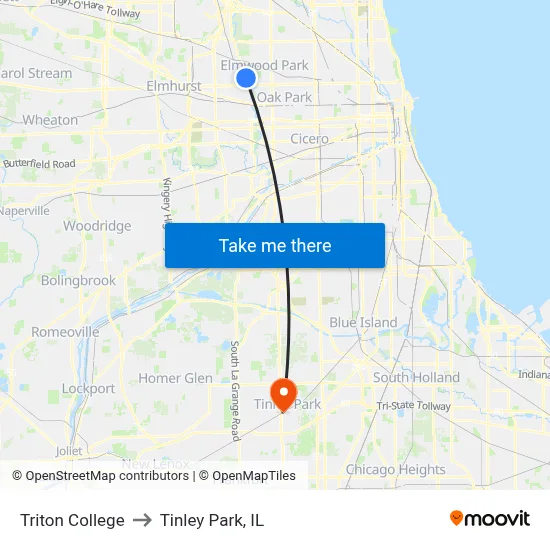 Triton College to Tinley Park, IL map