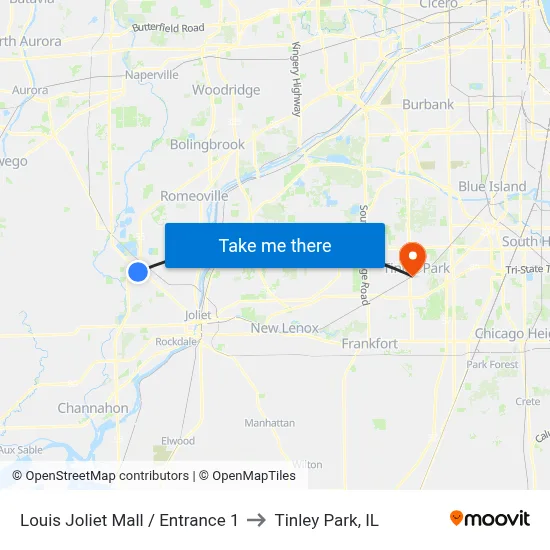 Louis Joliet Mall / Entrance 1 to Tinley Park, IL map