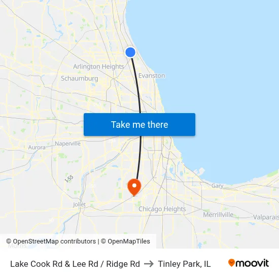 Lake Cook Rd & Lee Rd / Ridge Rd to Tinley Park, IL map