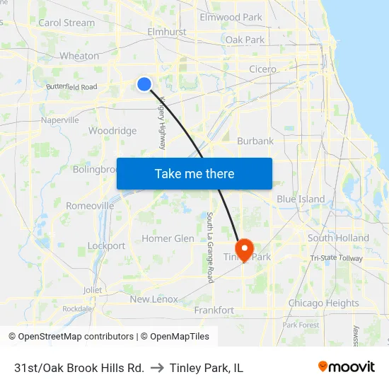 31st/Oak Brook Hills Rd. to Tinley Park, IL map