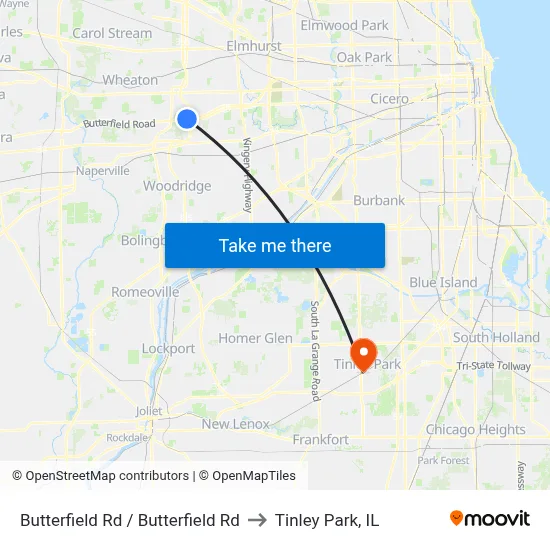 Butterfield Rd / Butterfield Rd to Tinley Park, IL map