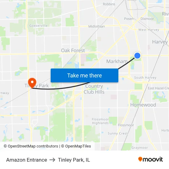 Amazon Entrance to Tinley Park, IL map