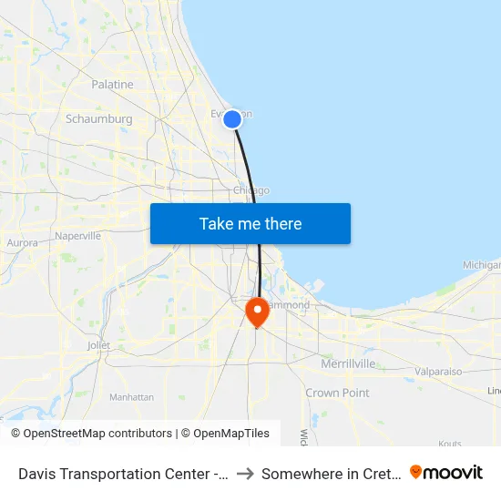 Davis Transportation Center - Bus Stop C to Somewhere in Crete Illinois map