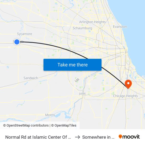 Normal Rd at Islamic Center Of Dekalb - Sb Stop #610 to Somewhere in Crete Illinois map