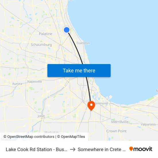 Lake Cook Rd Station - Bus Stop A to Somewhere in Crete Illinois map