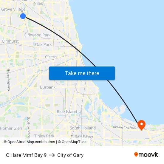 O'Hare Mmf Bay 9 to City of Gary map