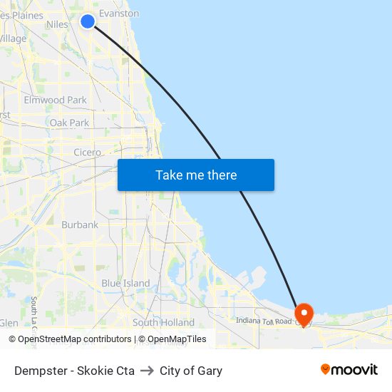 Dempster - Skokie Cta to City of Gary map