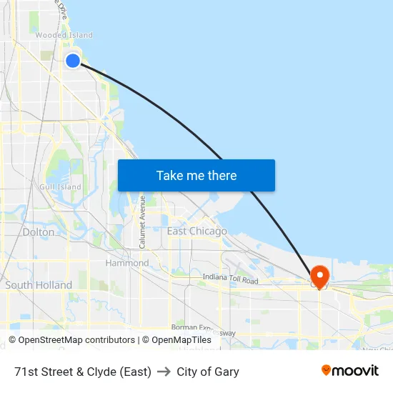 71st Street & Clyde (East) to City of Gary map