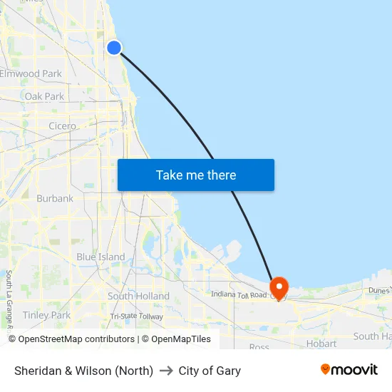 Sheridan & Wilson (North) to City of Gary map