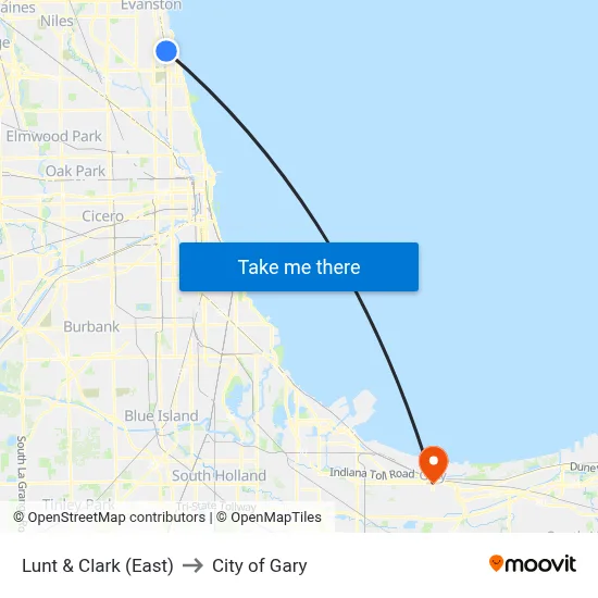 Lunt & Clark (East) to City of Gary map