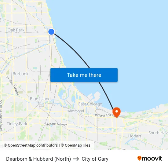 Dearborn & Hubbard (North) to City of Gary map