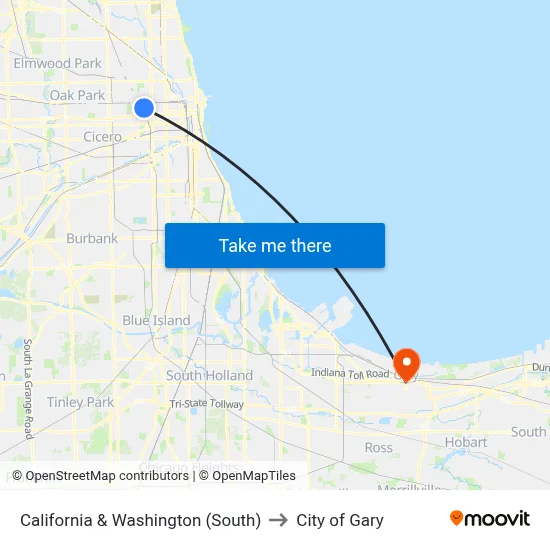 California & Washington (South) to City of Gary map