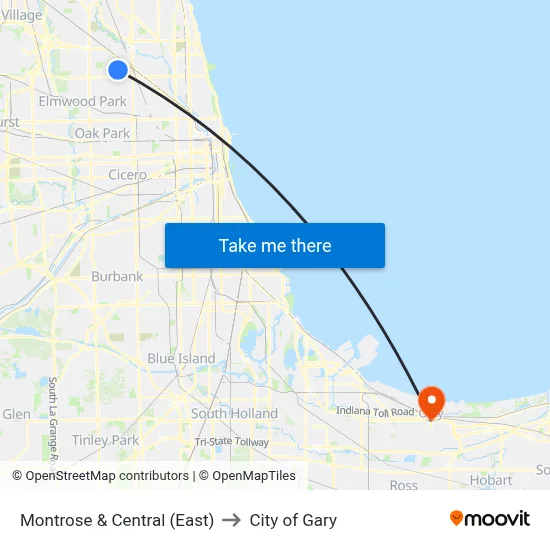Montrose & Central (East) to City of Gary map