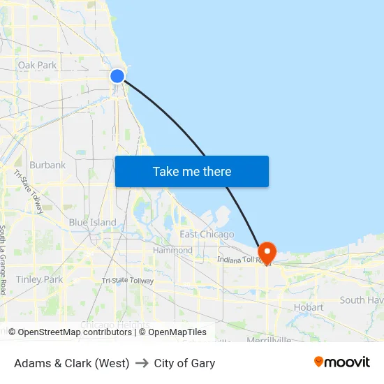 Adams & Clark (West) to City of Gary map