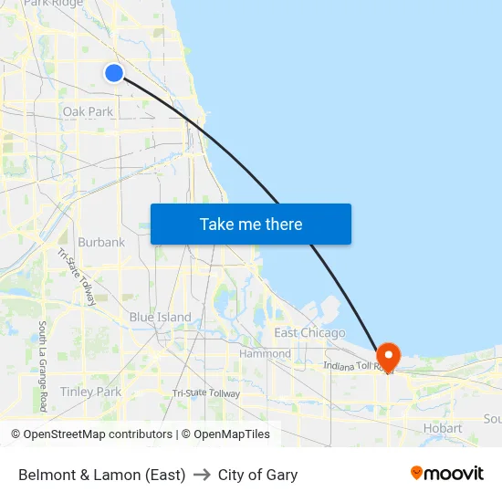 Belmont & Lamon (East) to City of Gary map