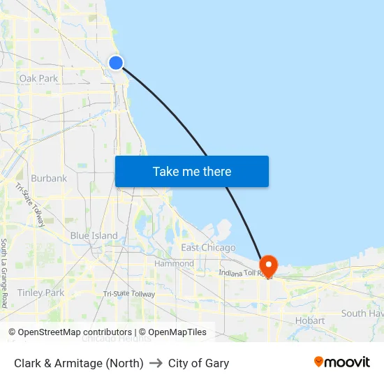 Clark & Armitage (North) to City of Gary map