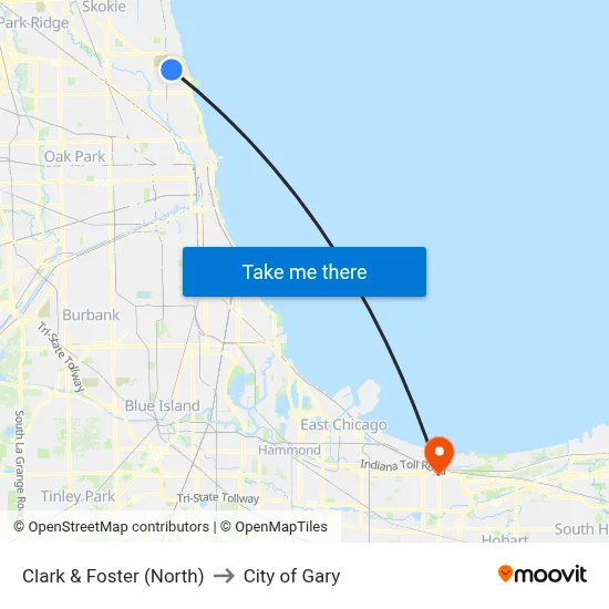Clark & Foster (North) to City of Gary map