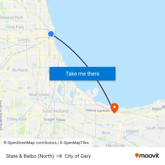 State & Balbo (North) to City of Gary map