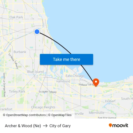 Archer & Wood (Ne) to City of Gary map