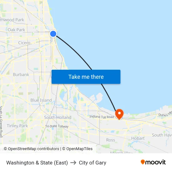 Washington & State (East) to City of Gary map