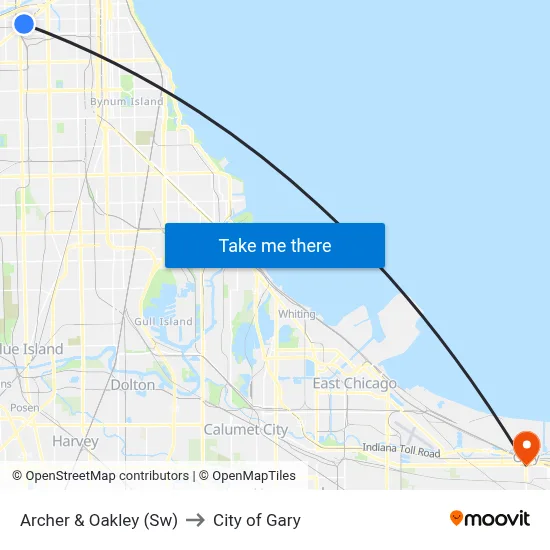 Archer & Oakley (Sw) to City of Gary map