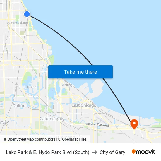 Lake Park & E. Hyde Park Blvd (South) to City of Gary map