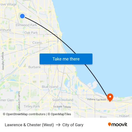 Lawrence & Chester (West) to City of Gary map