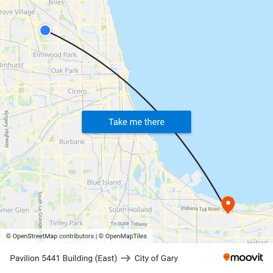 Pavilion 5441 Building (East) to City of Gary map