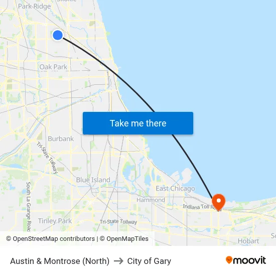 Austin & Montrose (North) to City of Gary map