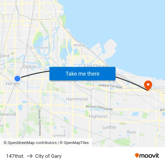 147thst. to City of Gary map