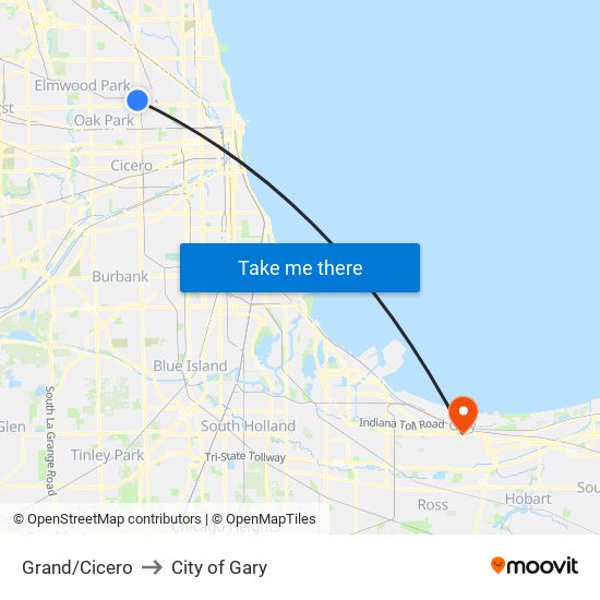 Grand/Cicero to City of Gary map