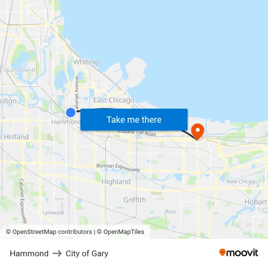 Hammond to City of Gary map