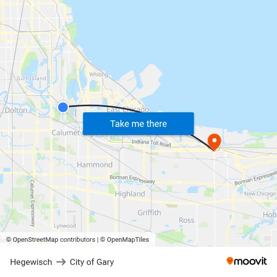 Hegewisch to City of Gary map