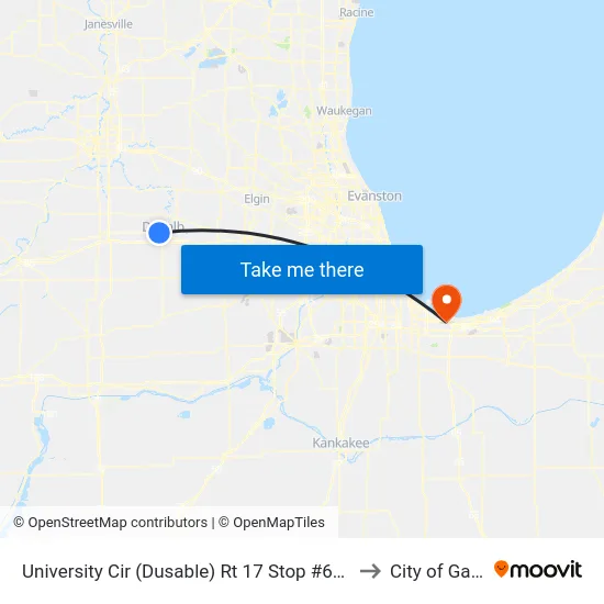 University Cir (Dusable) Rt 17 Stop #634 to City of Gary map