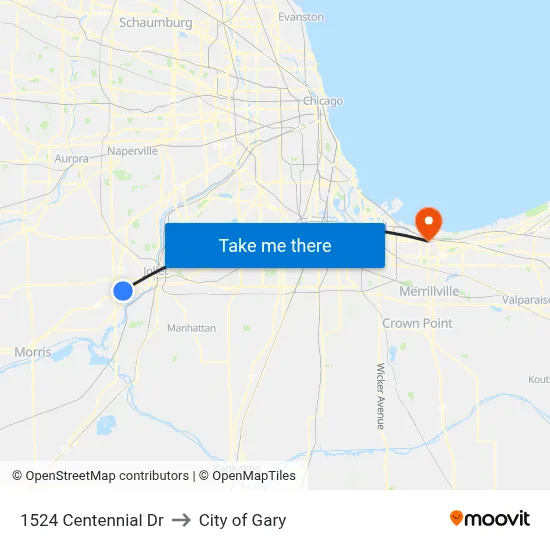 1524 Centennial Dr to City of Gary map