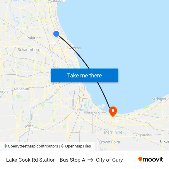 Lake Cook Rd Station - Bus Stop A to City of Gary map