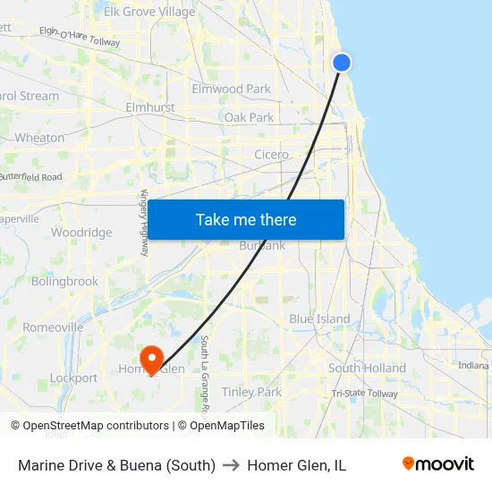 Marine Drive & Buena (South) to Homer Glen, IL map