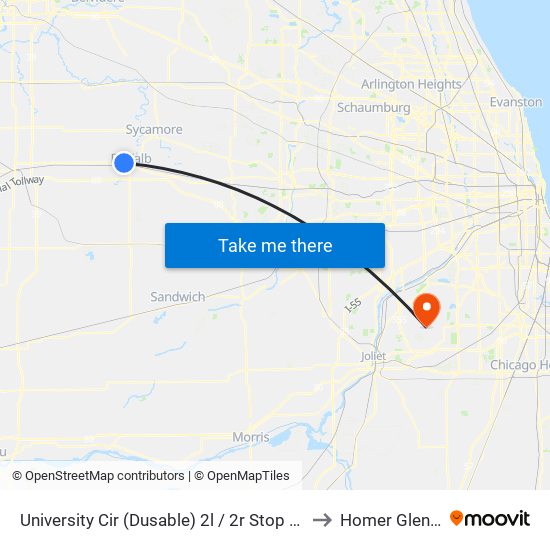 University Cir (Dusable) 2l / 2r Stop #538 to Homer Glen, IL map