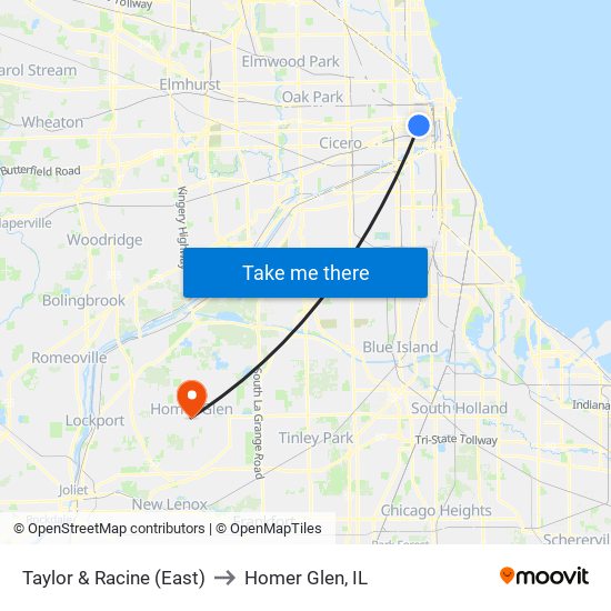 Taylor & Racine (East) to Homer Glen, IL map